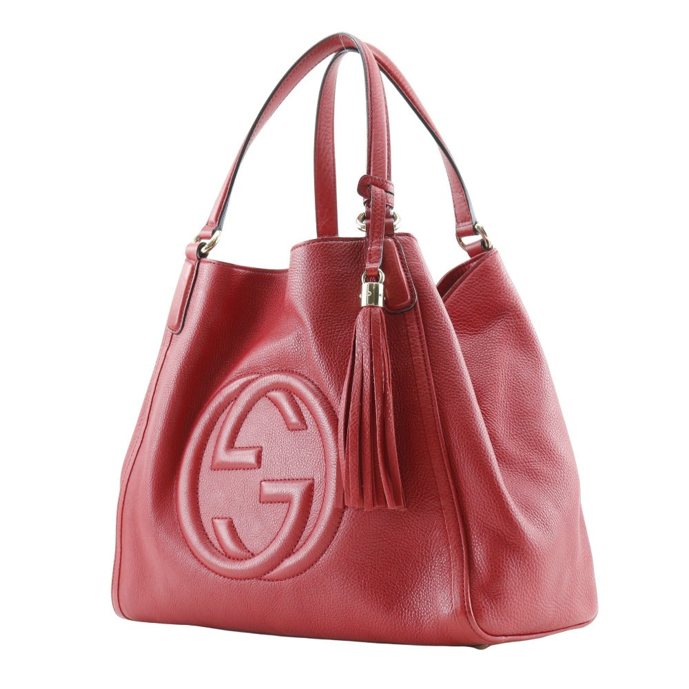 GUCCI Tote Bag 282309 leather Red Interlocking G Soho