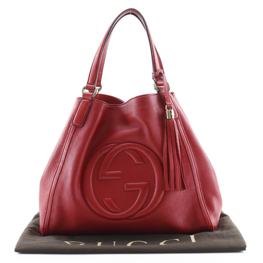 GUCCI Tote Bag 282309 leather Red Interlocking G Soho
