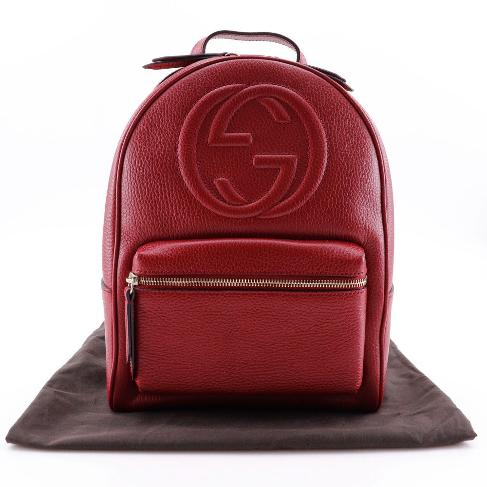 GUCCI Backpack 536192 leather Red ChainBackpack Interlocking Soho Women Used