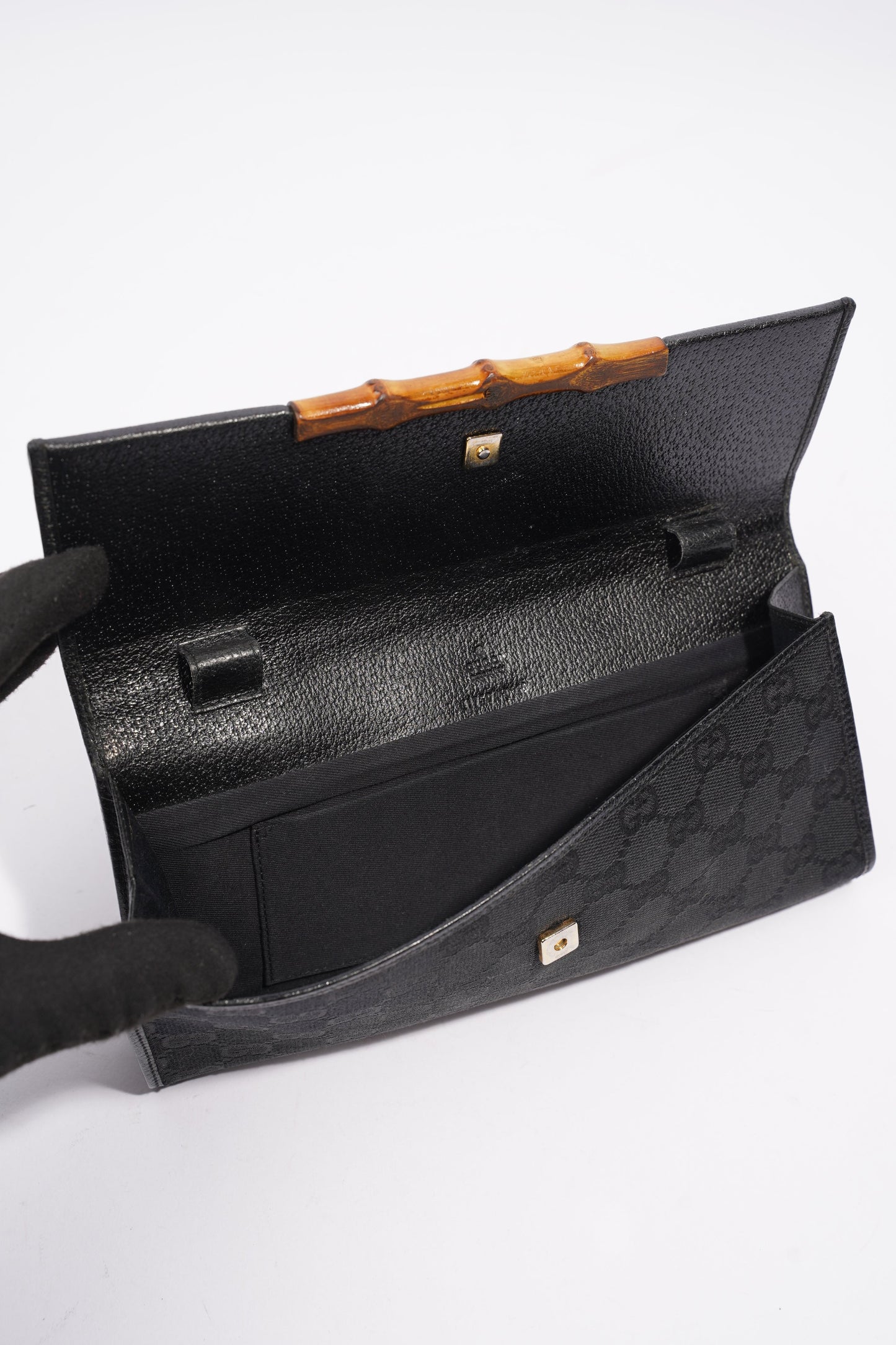 Gucci Bamboo Clutch Black Canvas