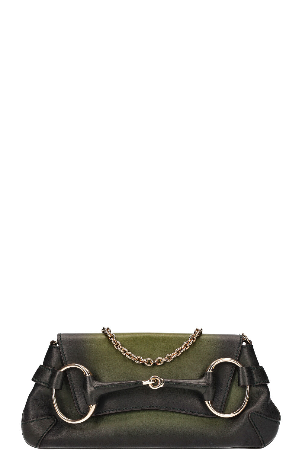 GUCCI Horsebit 1921 Clutch Green Black