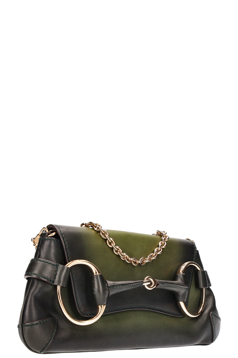 GUCCI Horsebit 1921 Clutch Green Black