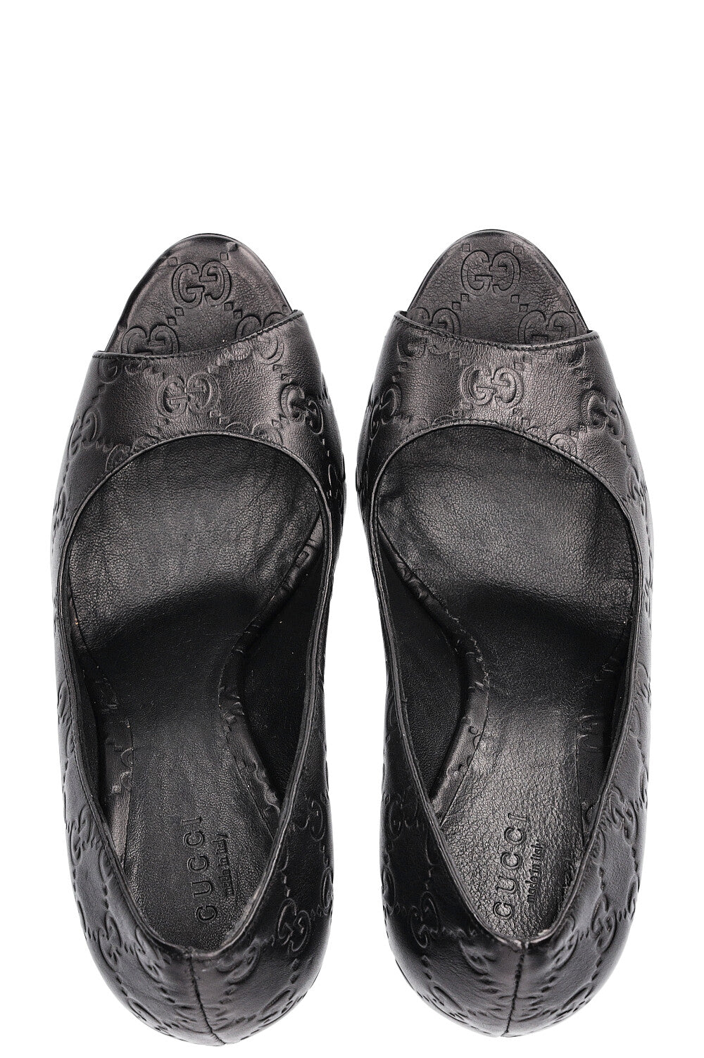 GUCCI Guccissima Peep Toes Black