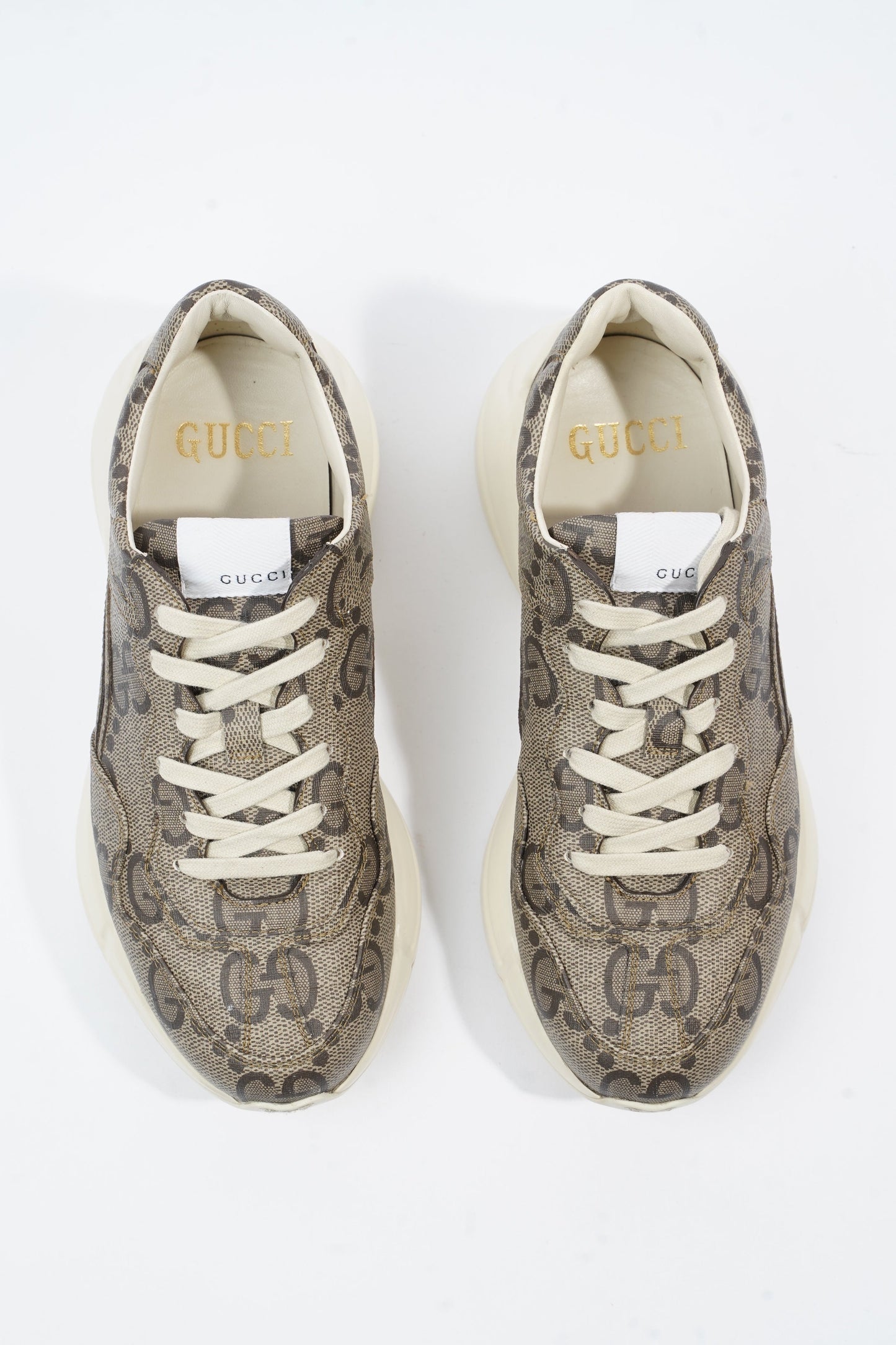 Gucci Rhyton Logo Beige Monogram / White Canvas EU 40.5 UK 6.5