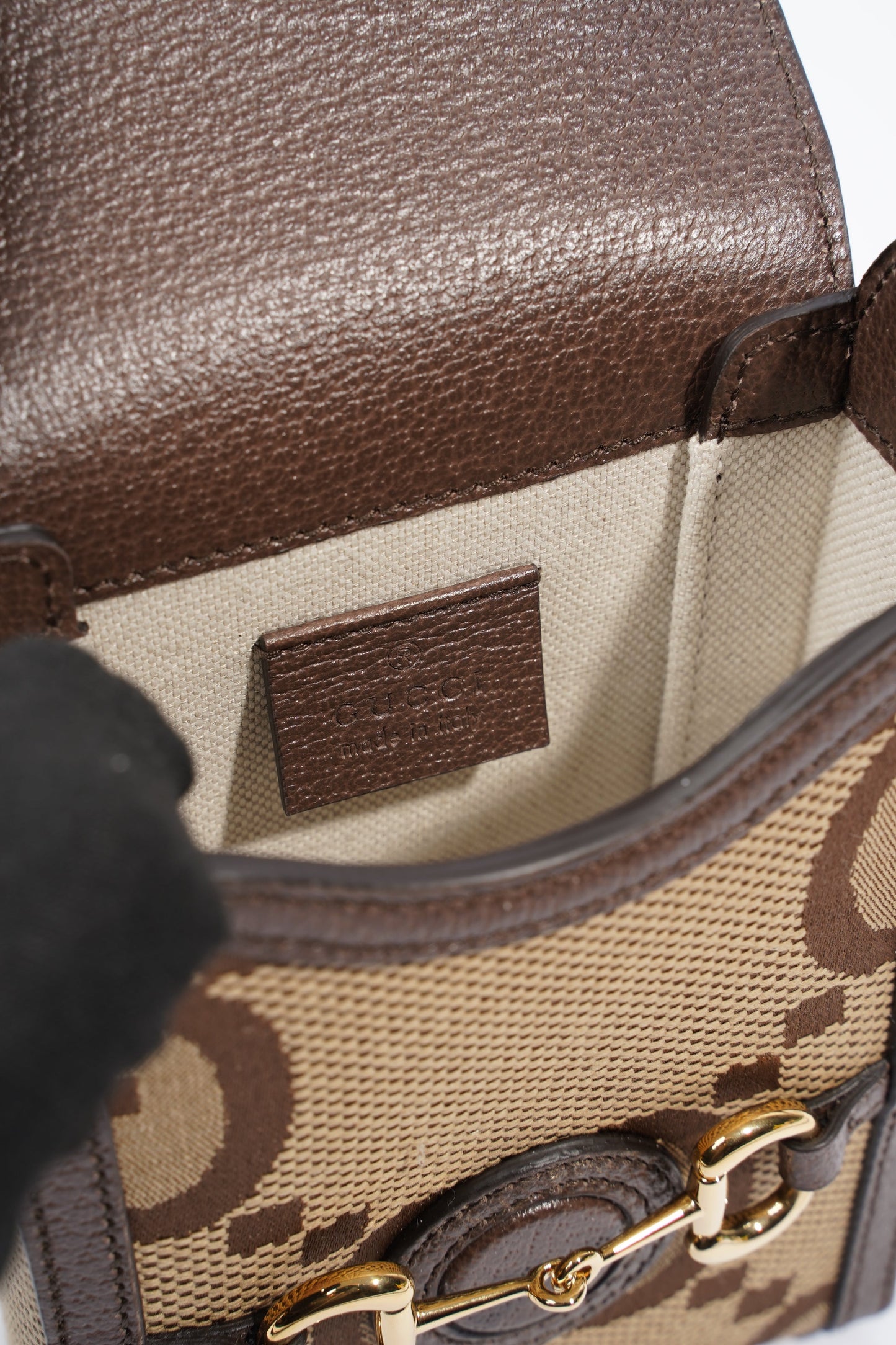 Gucci 1955 Horsebit Mini Beige and ebony GG supreme canvas Canvas