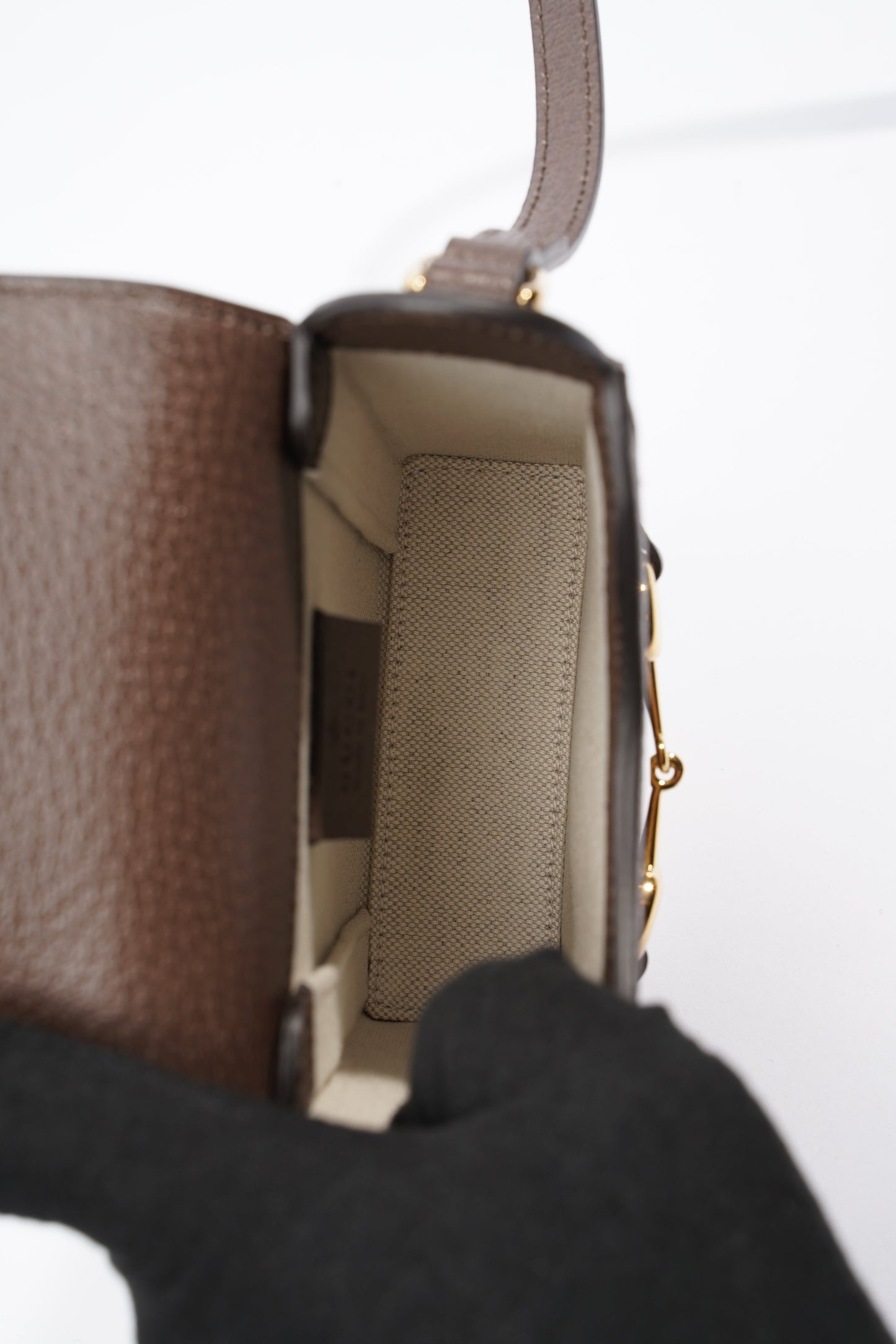 Gucci 1955 Horsebit Mini Beige and ebony GG supreme canvas Canvas