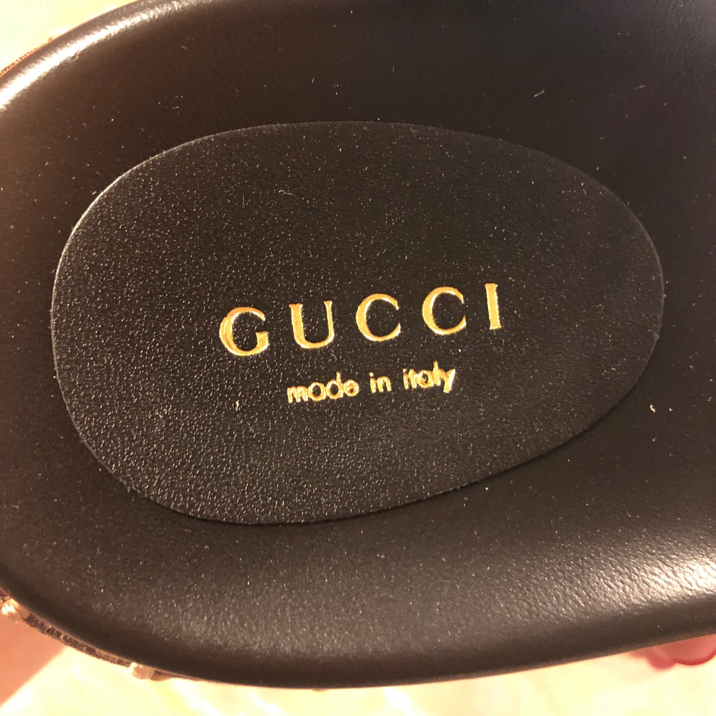 Gucci Lamé GG Angelina Slides in Brown & Beige