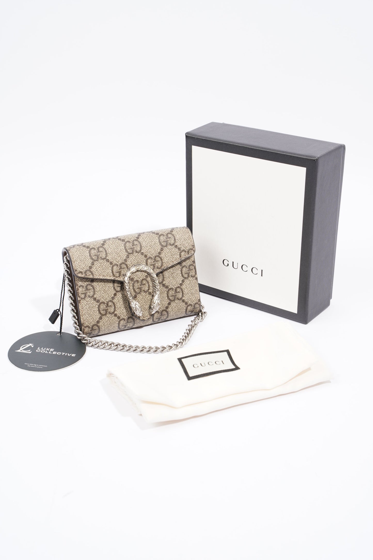 Gucci Dionysus Coin Purse Beige And Ebony GG Supreme Coated Canvas