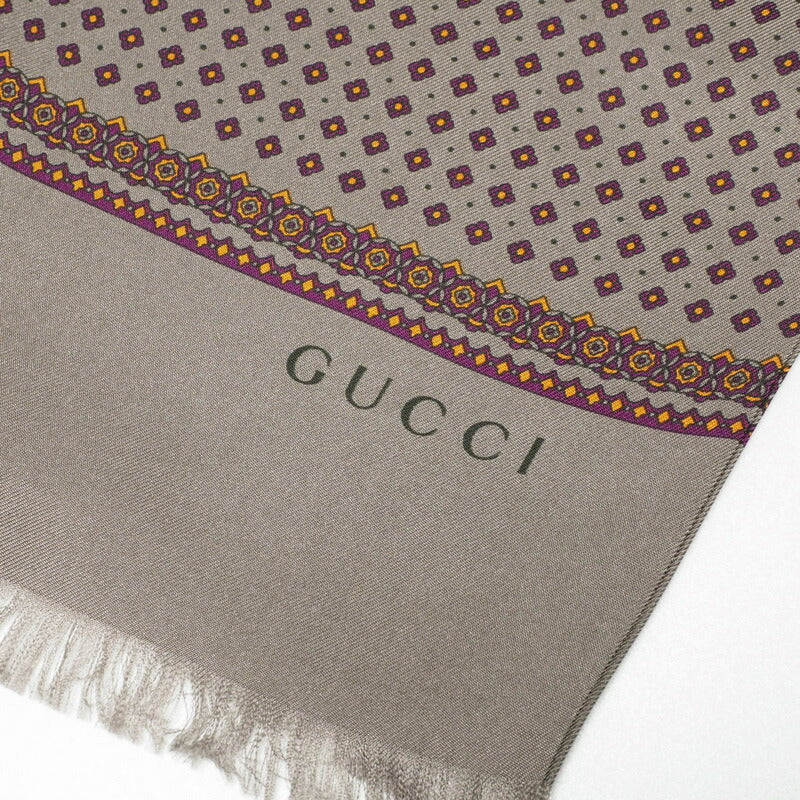 GUCCI Stall 344163 4G001 1276 silk Charcoal gray purple x orange type 21cm×140cm