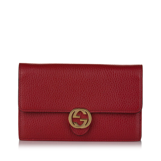 Gucci Interlocking G Wallet On Chain Red