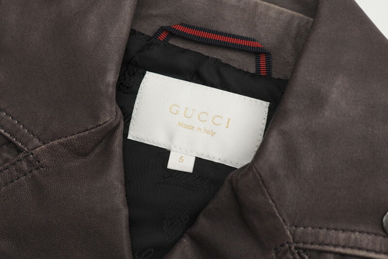 GUCCI Jacket Leather/Adhesive interlining: 100% polyester/Lining: 100% cupra Brown 5
