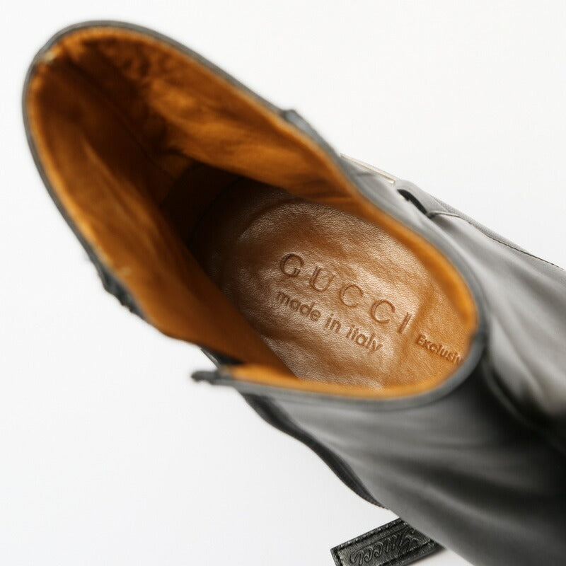GUCCI boots 181848 Genuine Leather Black / Silver 38.5EJ