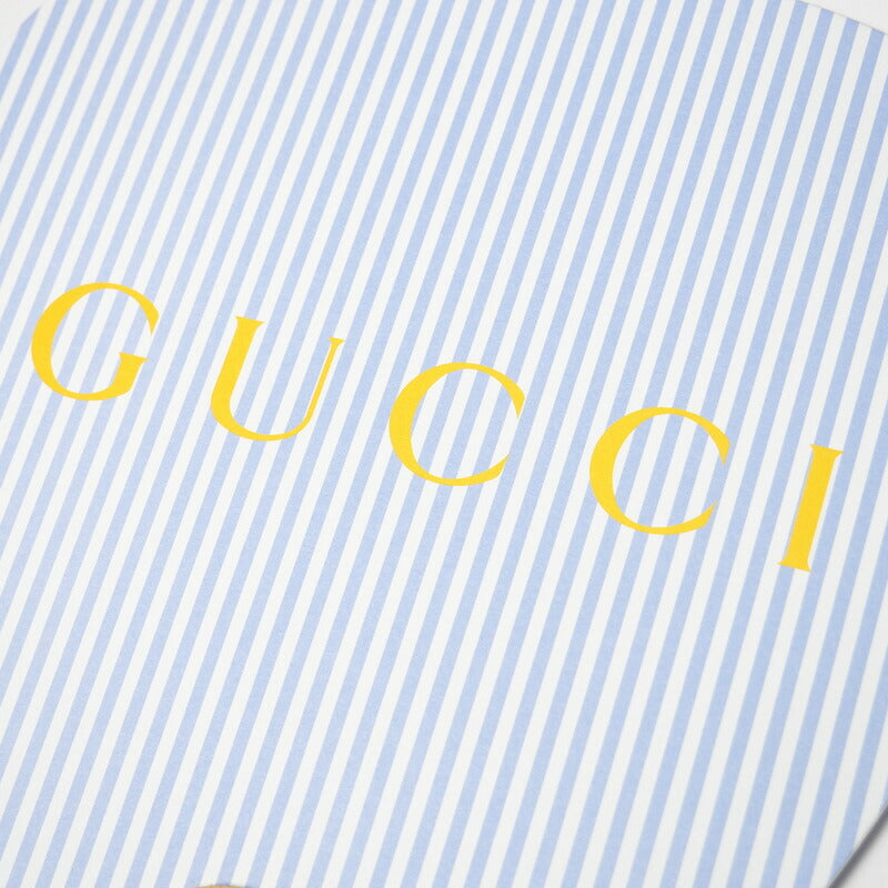 GUCCI Other miscellaneous goods Bamboo, Paper Light blue Stripe Pattern logo: Yellow Uchiwa fan