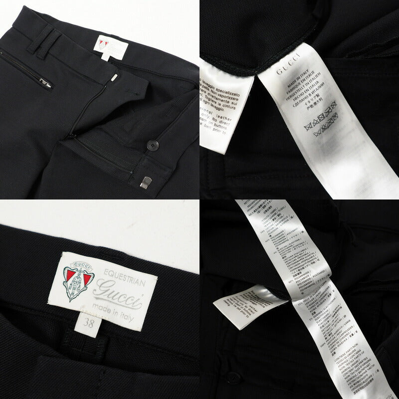 GUCCI Pants 386901 Stretch/Leather black 38