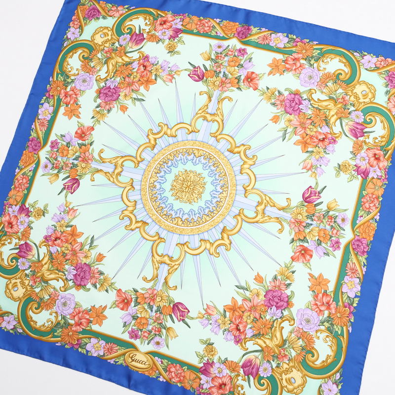 GUCCI scarf silk Green | Blue