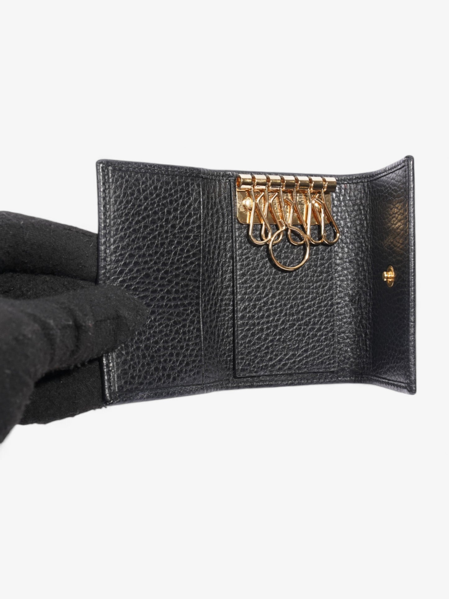 Gucci GG Marmont Key Case Black / Gold Leather
