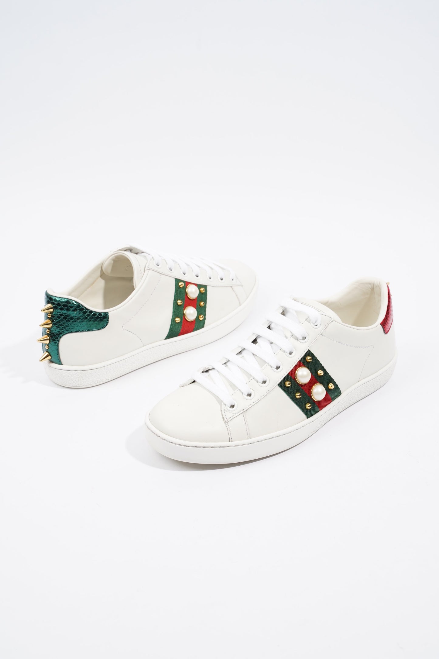Gucci Ace Studded White / Red / Green Leather EU 37 UK 4