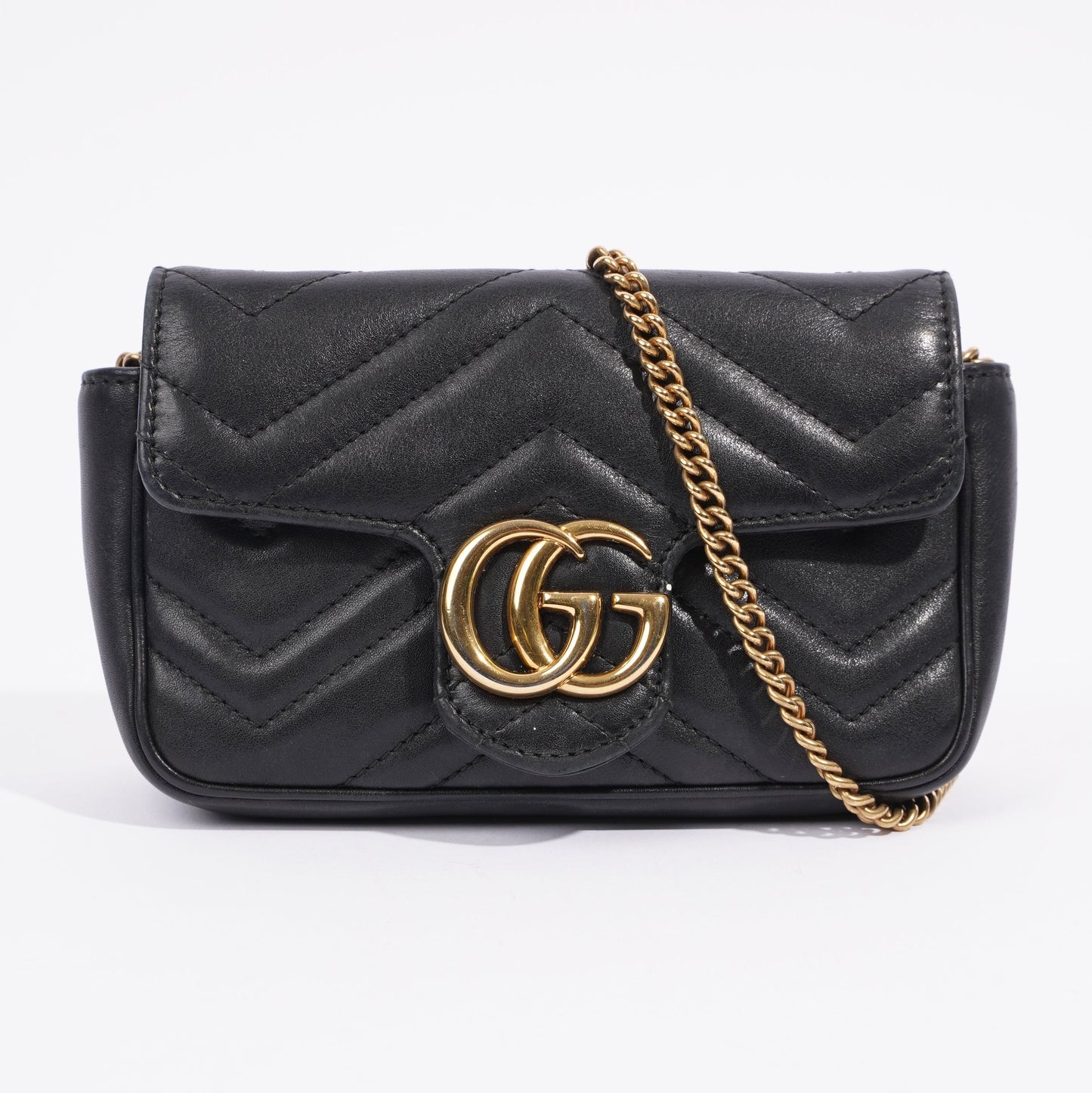 Gucci Marmont Flap Black Matelasse Leather Super Mini