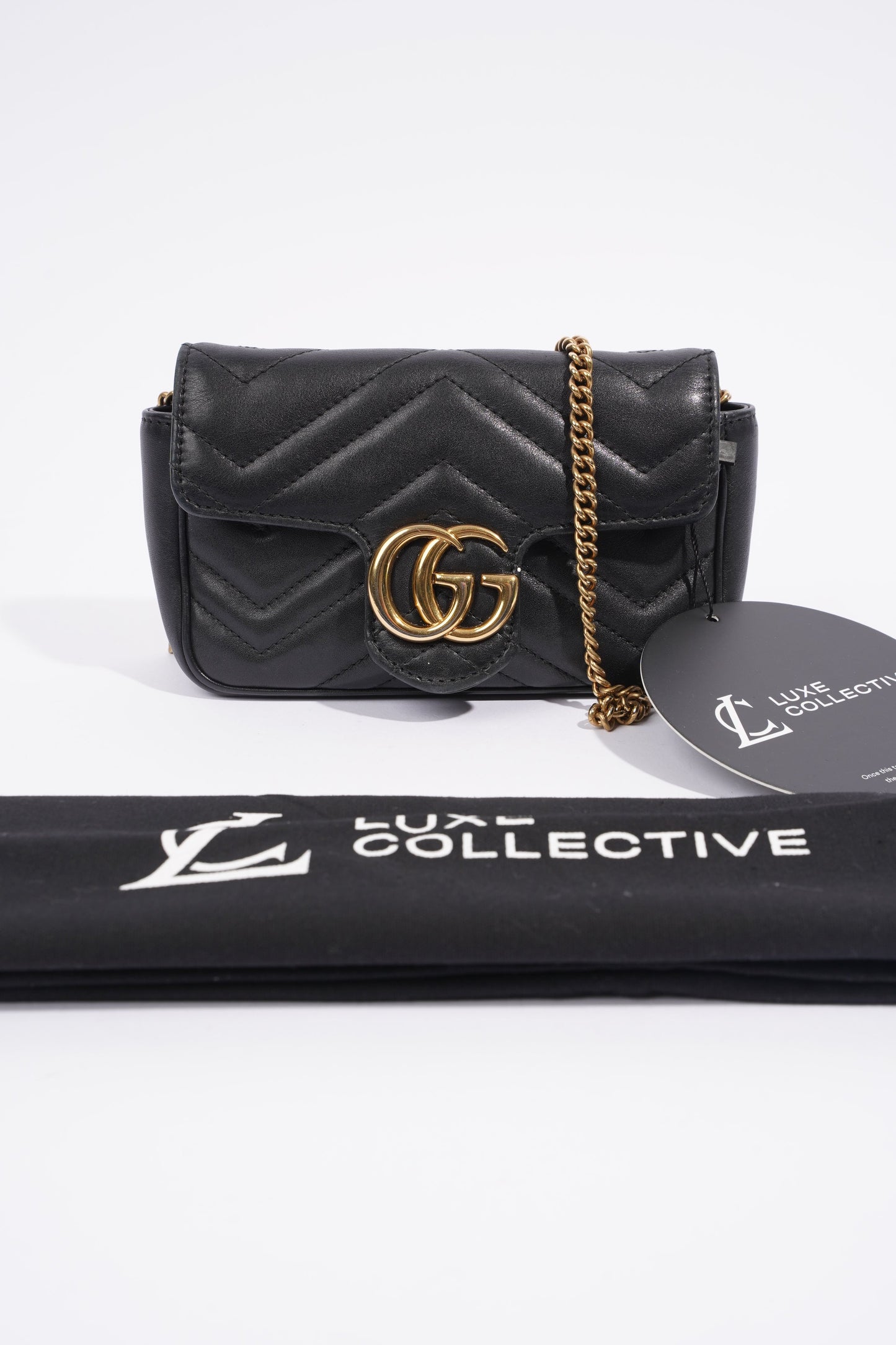 Gucci Marmont Flap Black Matelasse Leather Super Mini
