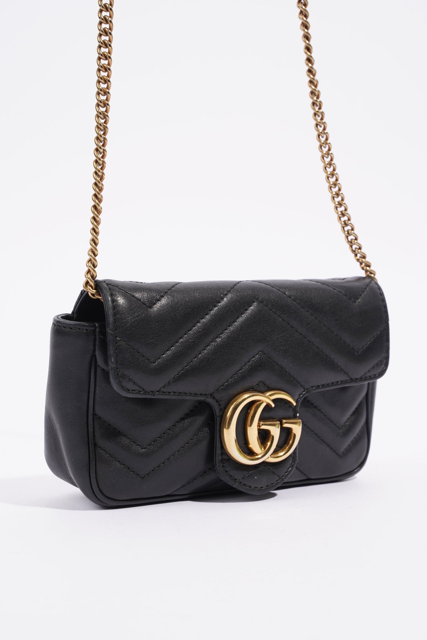 Gucci Marmont Flap Black Matelasse Leather Super Mini