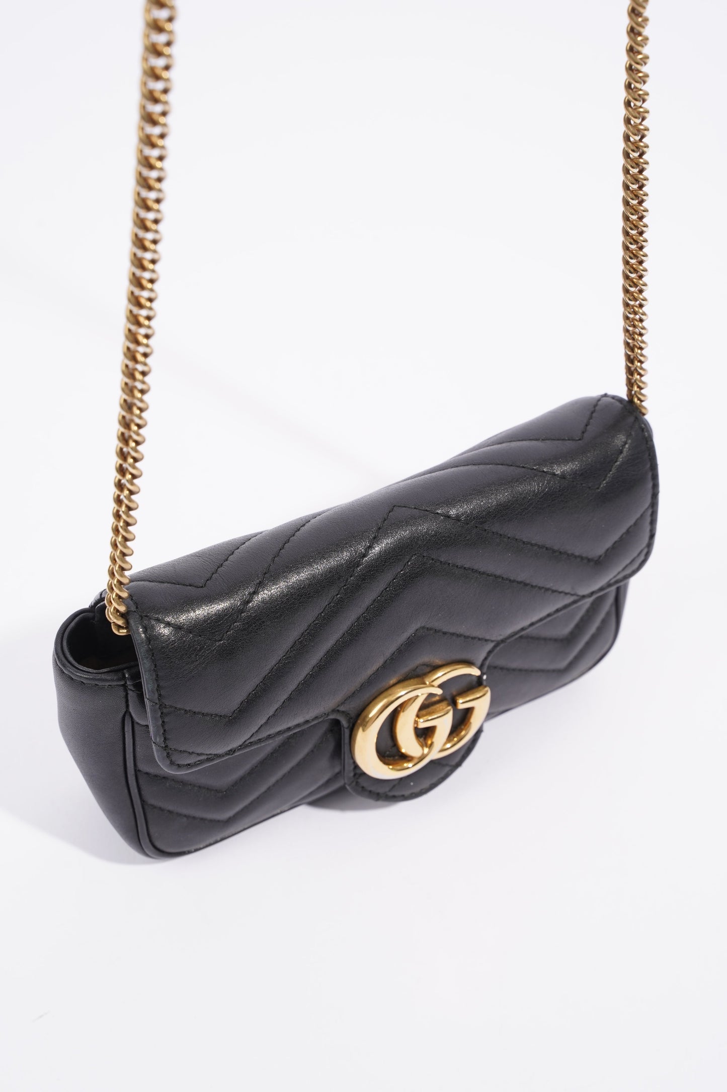 Gucci Marmont Flap Black Matelasse Leather Super Mini