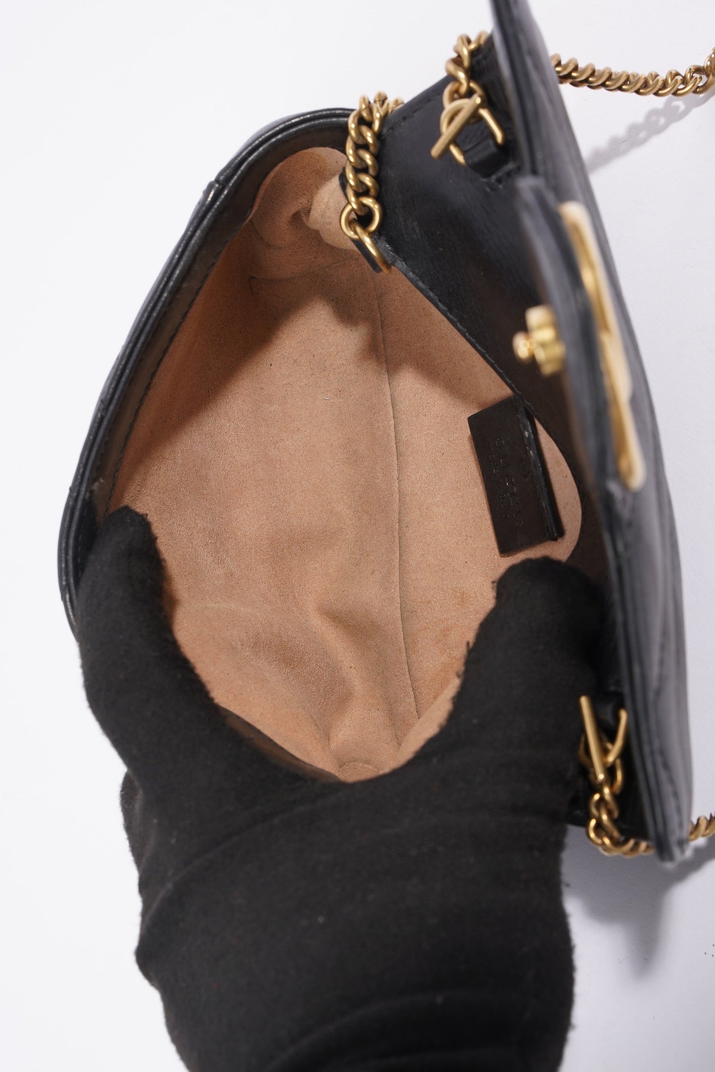 Gucci Marmont Flap Black Matelasse Leather Super Mini