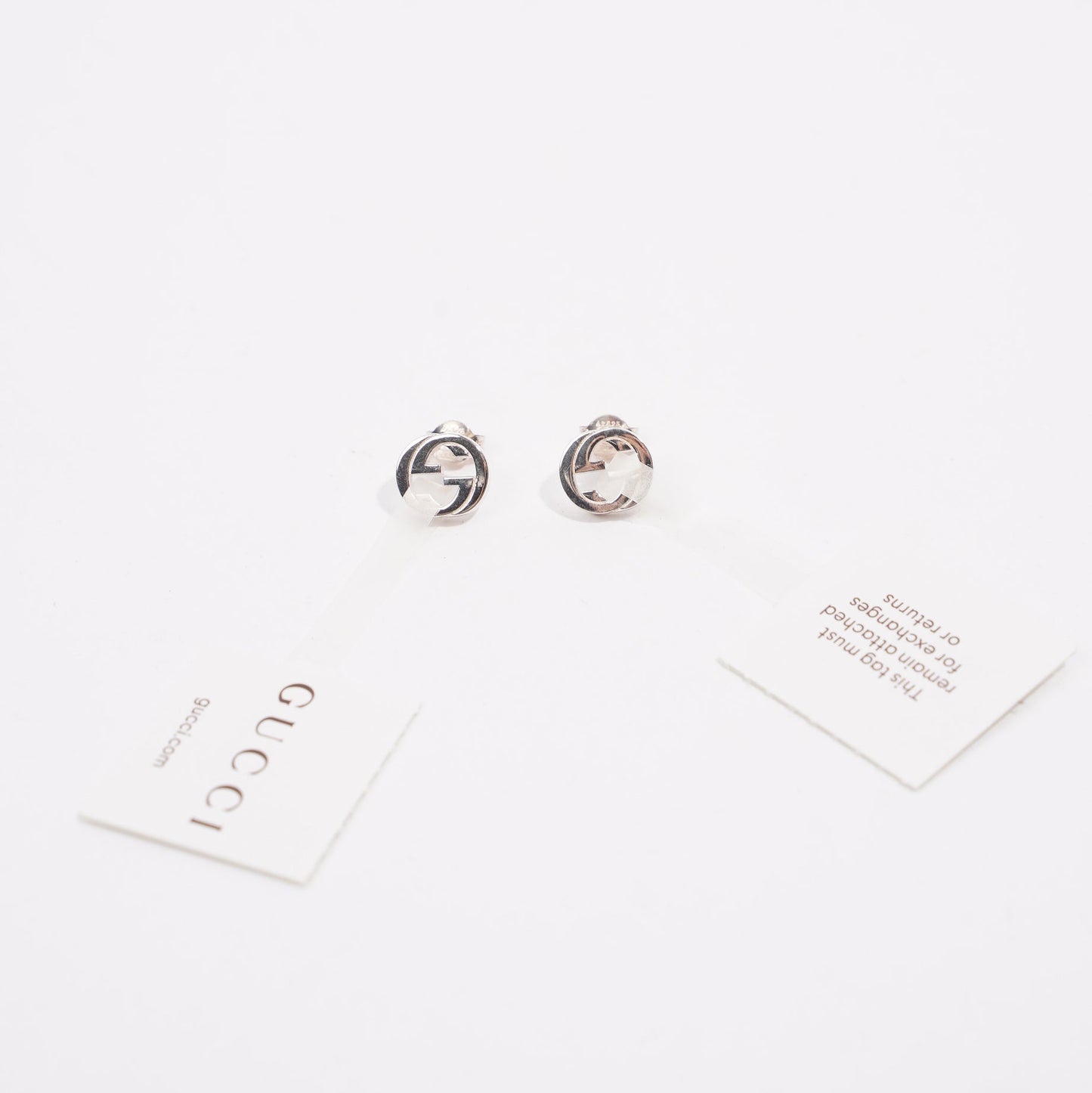 Gucci Interlocking GG Earrings Silver Base Metal