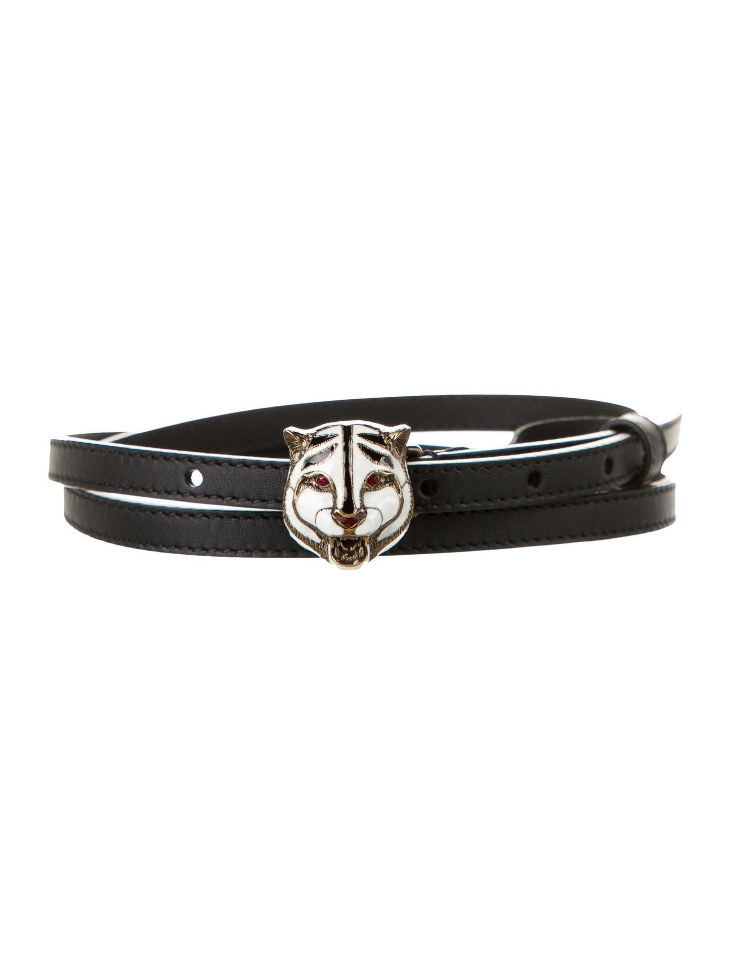 Gucci Ceramic Tiger Clasp Belt in Black