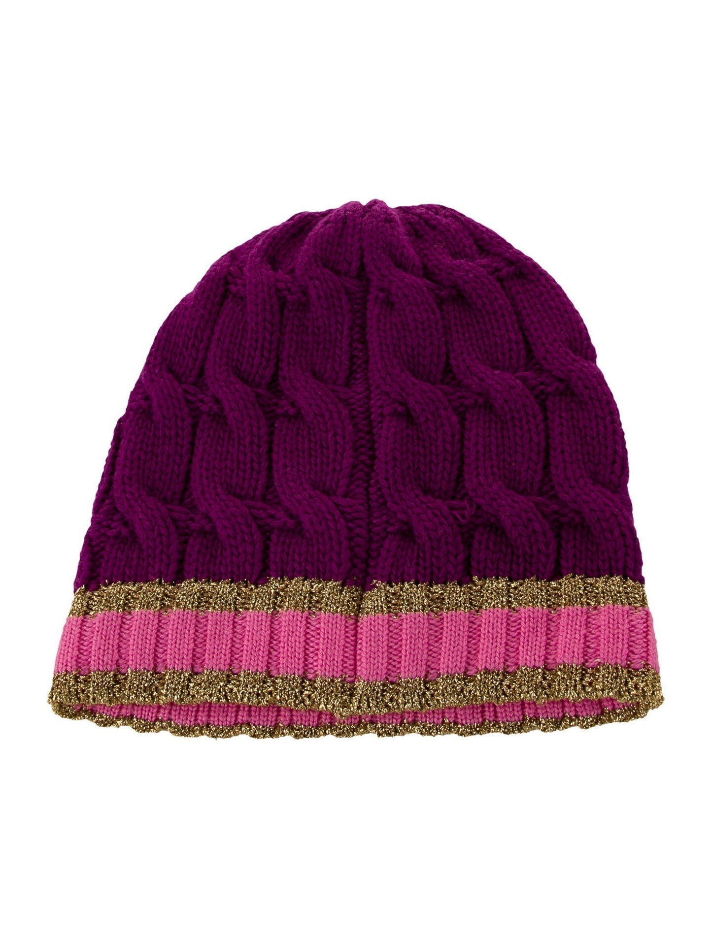 Gucci Cable Knit Beanie in Purple