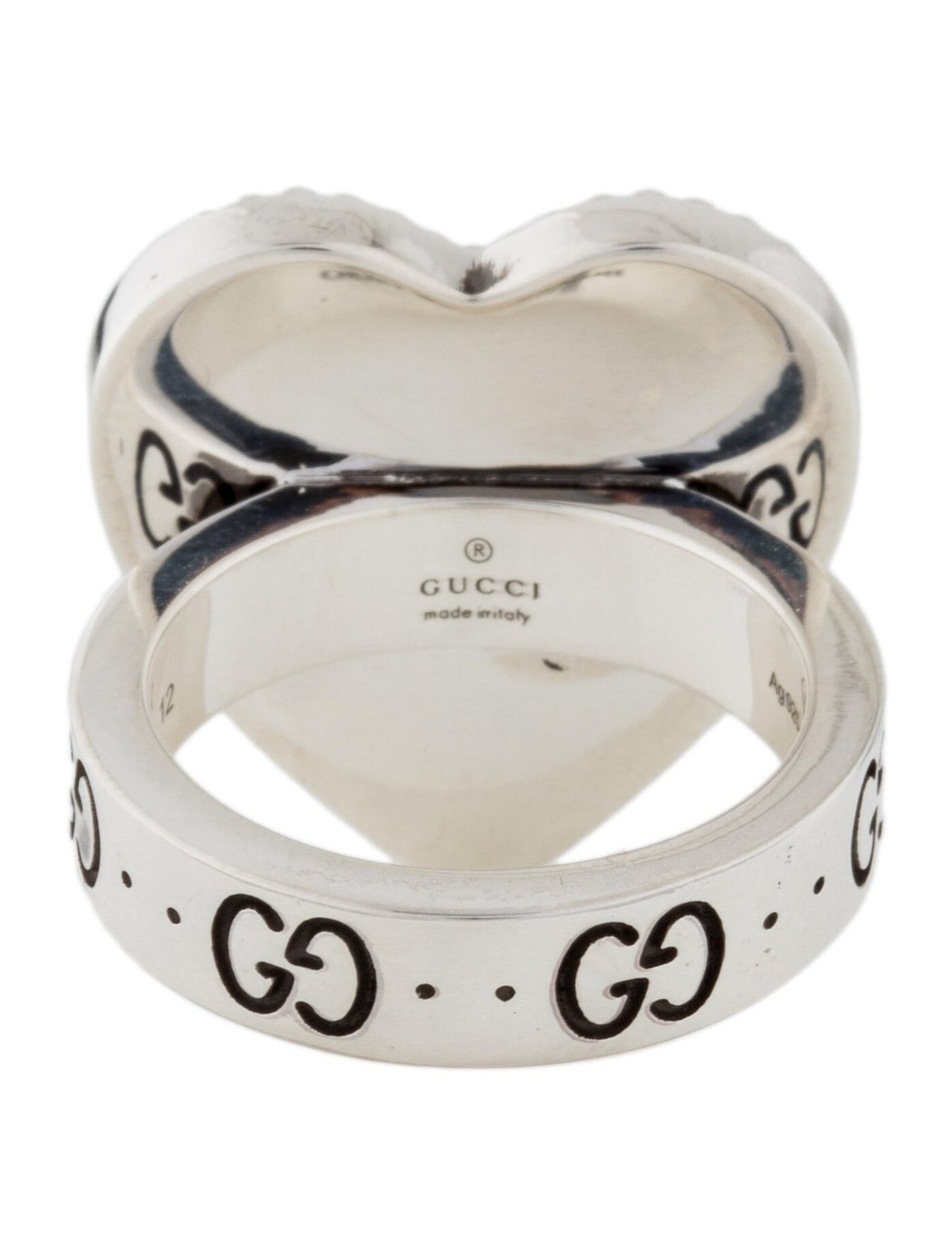 Gucci Enamel Heart Ring in Silver