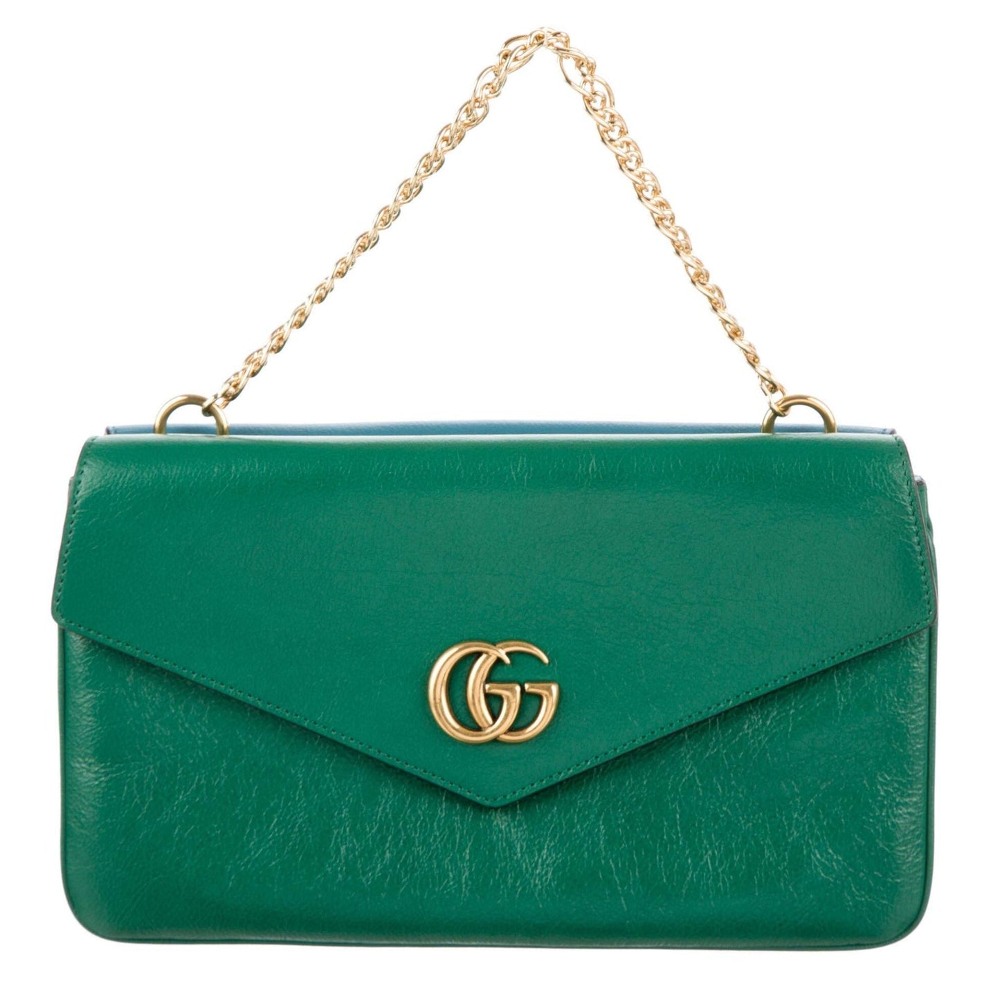 Gucci Thiara Double Envelope Shoulder Bag in Green and Blue
