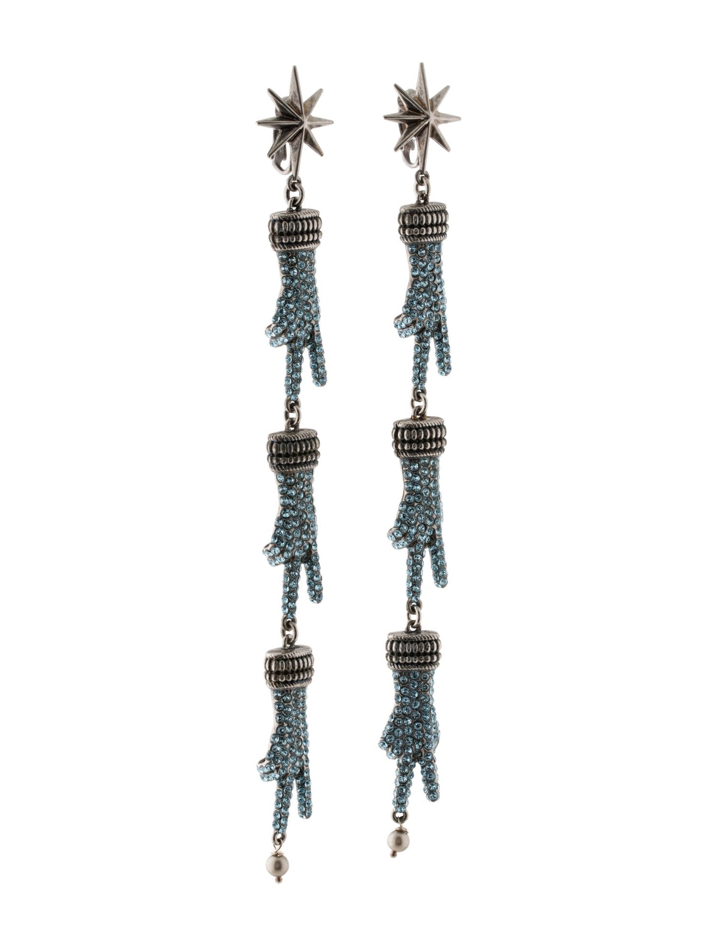 Gucci Peace Sign Hand Motif Clip-on Earrings in Silver