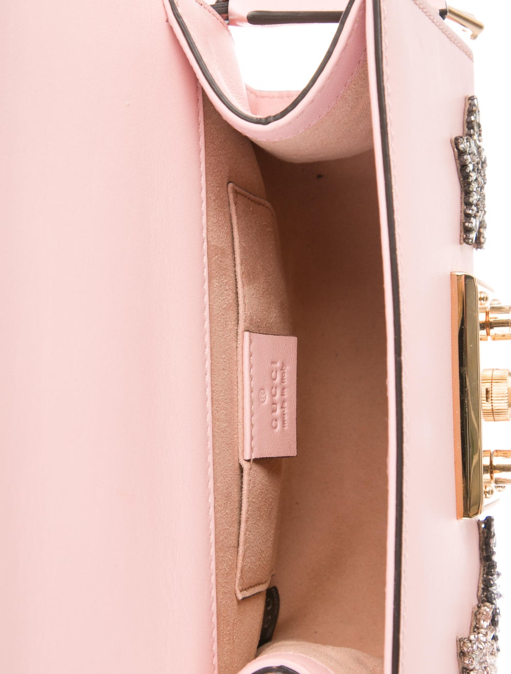 Gucci Crystal Star Small Padlock Shoulder Bag in Pink