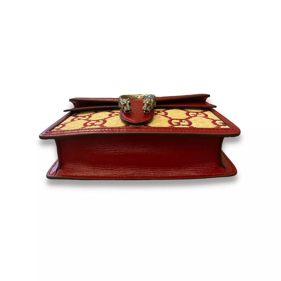 GUCCI BEIGE & BURGUNDY DIONYSUS MINI BAG
