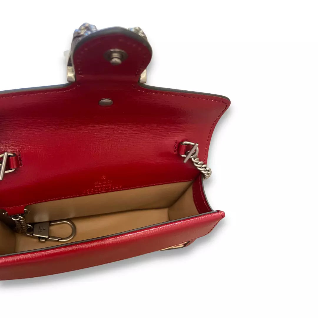 GUCCI BEIGE & BURGUNDY DIONYSUS MINI BAG