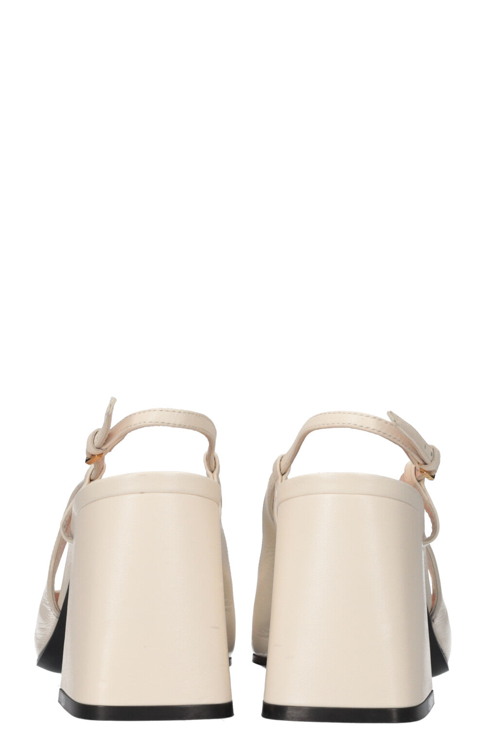 GUCCI Baby Horsebit Slingback Heels White