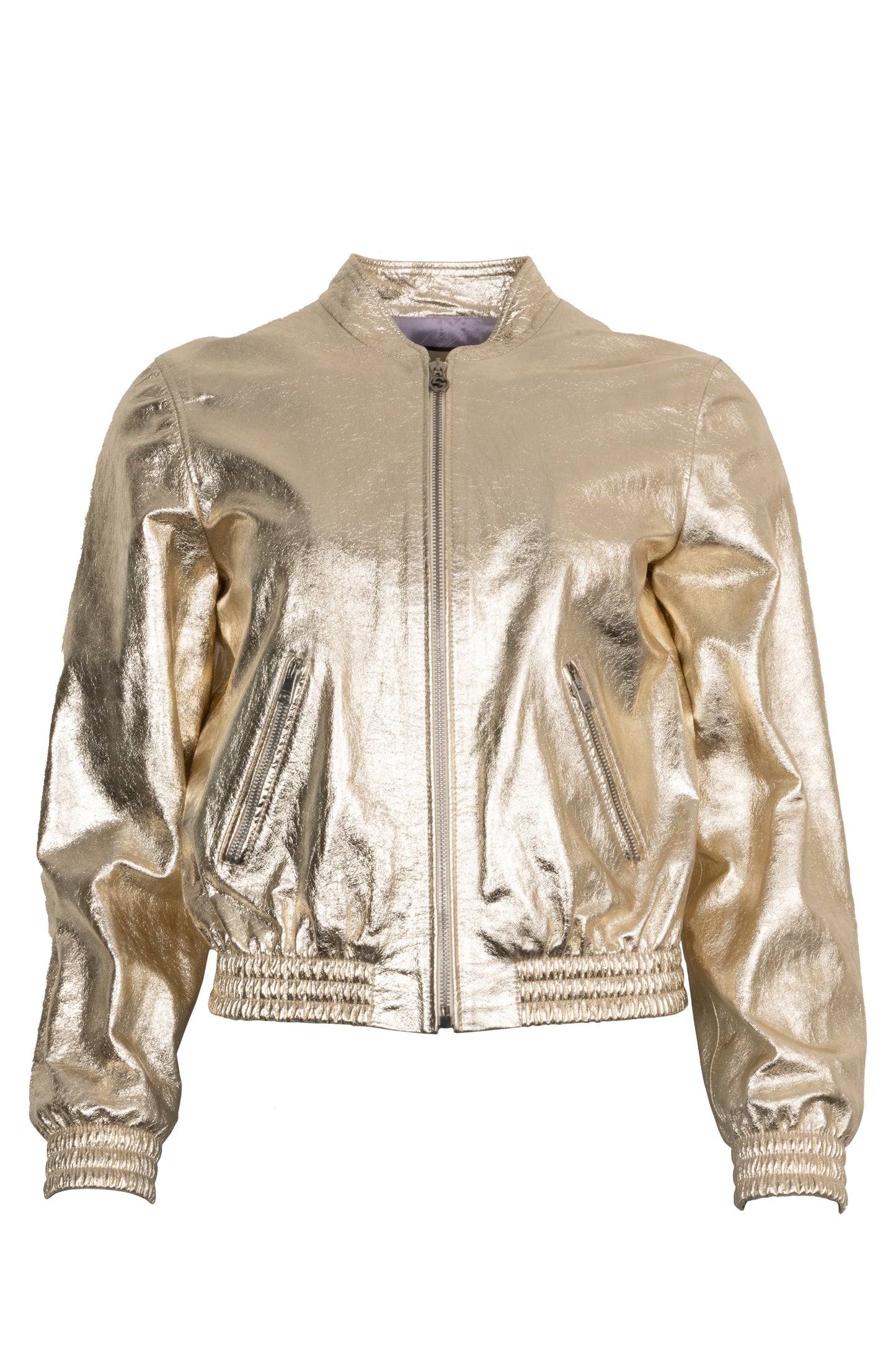 GUCCI Love Parade Leather Bomber Jacket Gold
