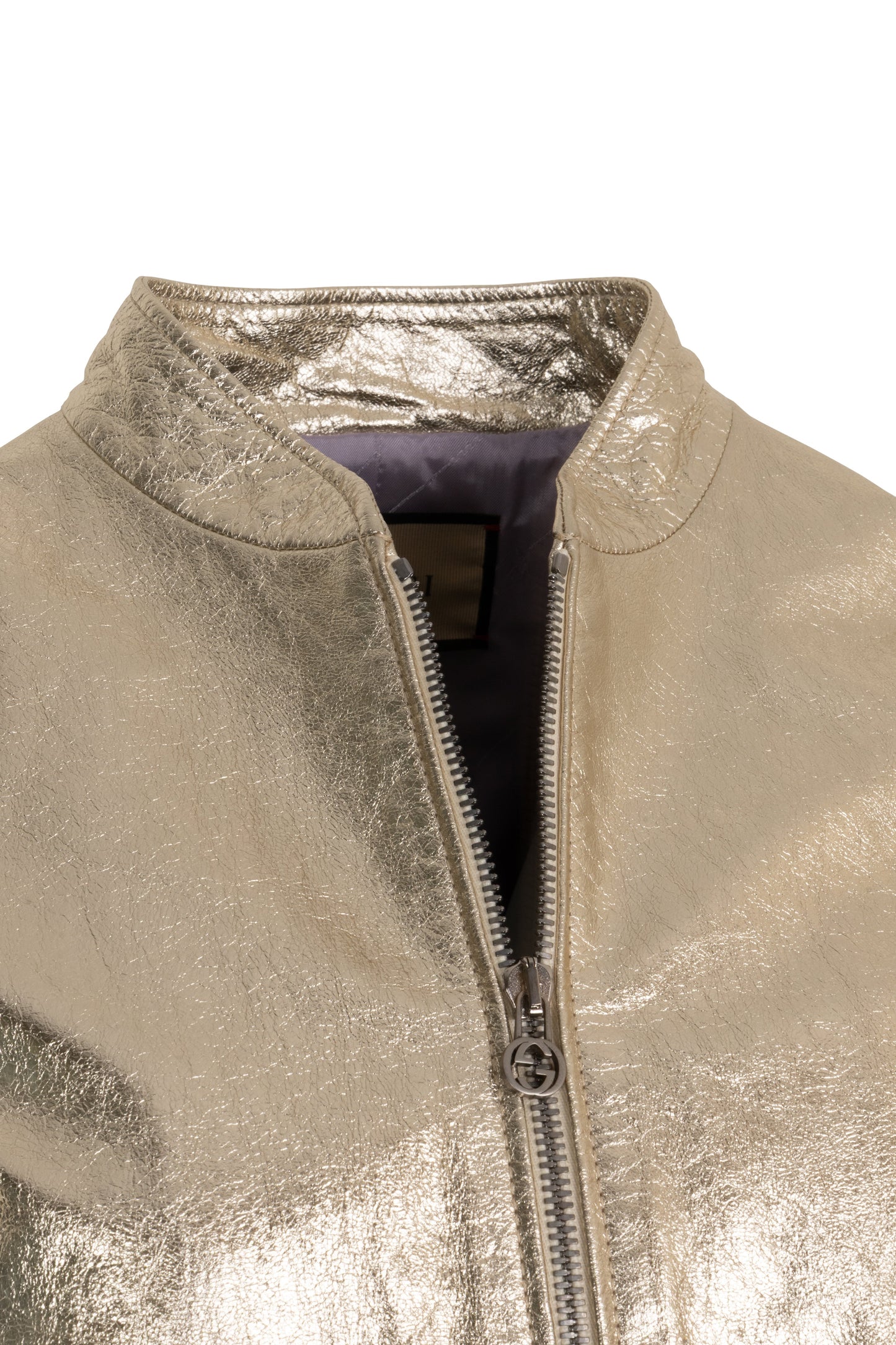 GUCCI Love Parade Leather Bomber Jacket Gold
