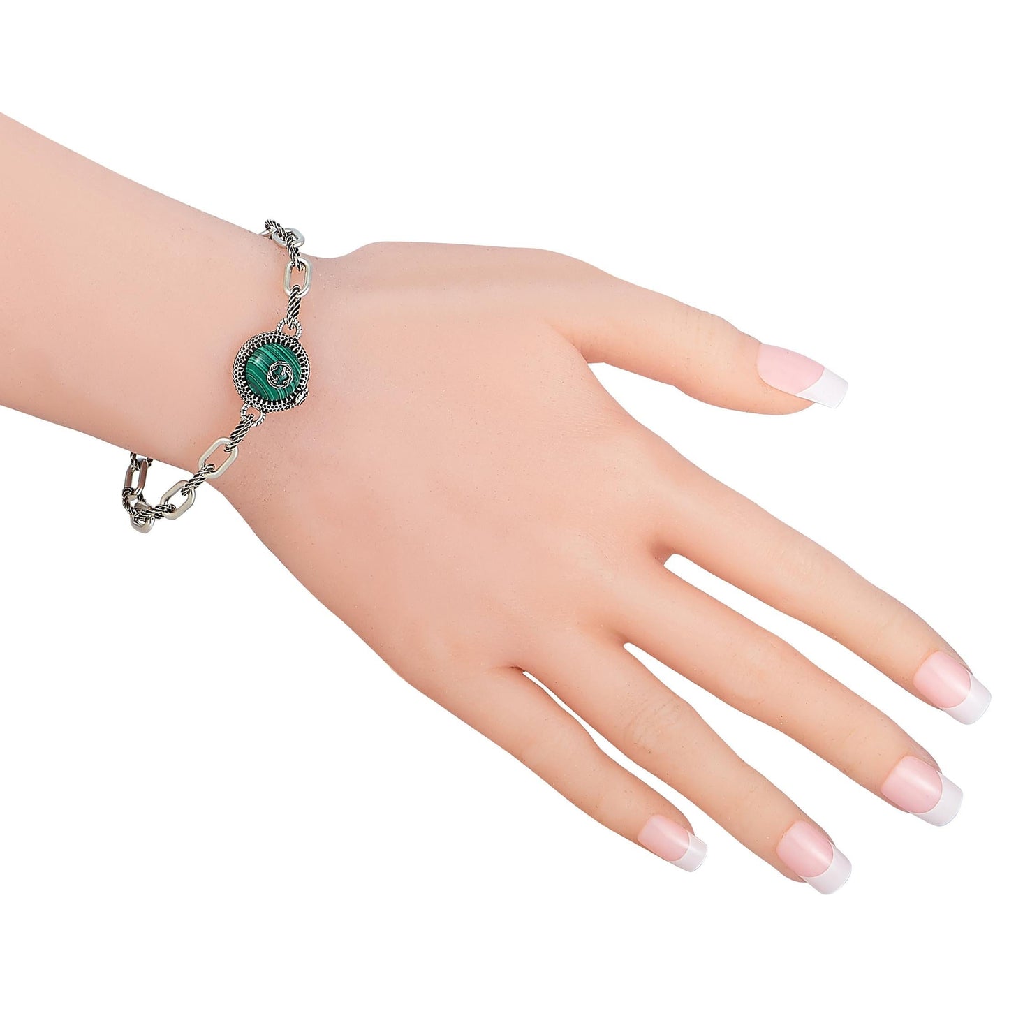 Gucci Garden GG Malachite Bracelet in Silver