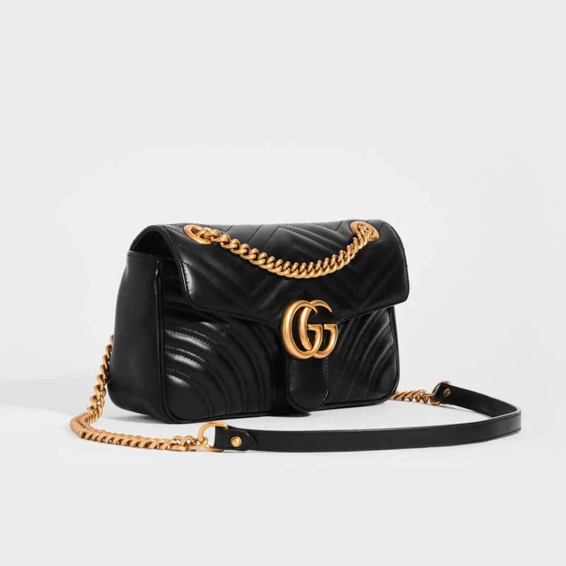 GUCCI GG Marmont Small Matelassé Shoulder Bag in Black
