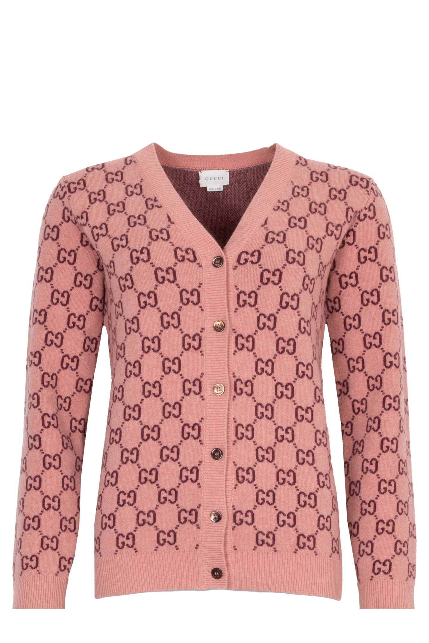 GUCCI GG Knit Cardigan Wool Pink