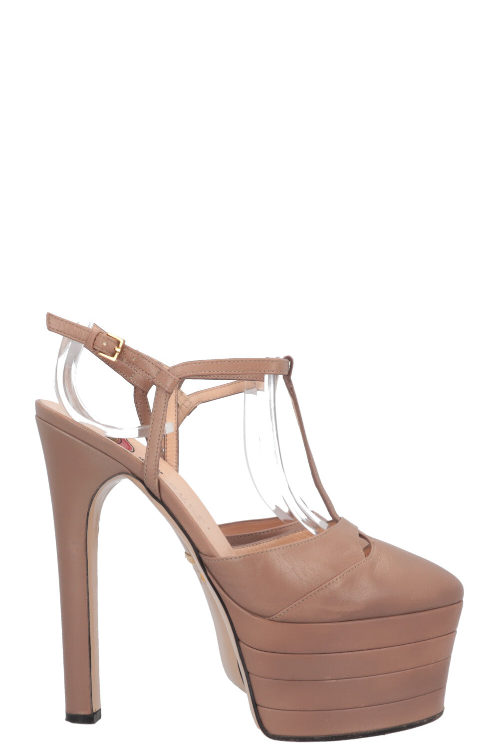 GUCCI Platform Heels Leather Beige