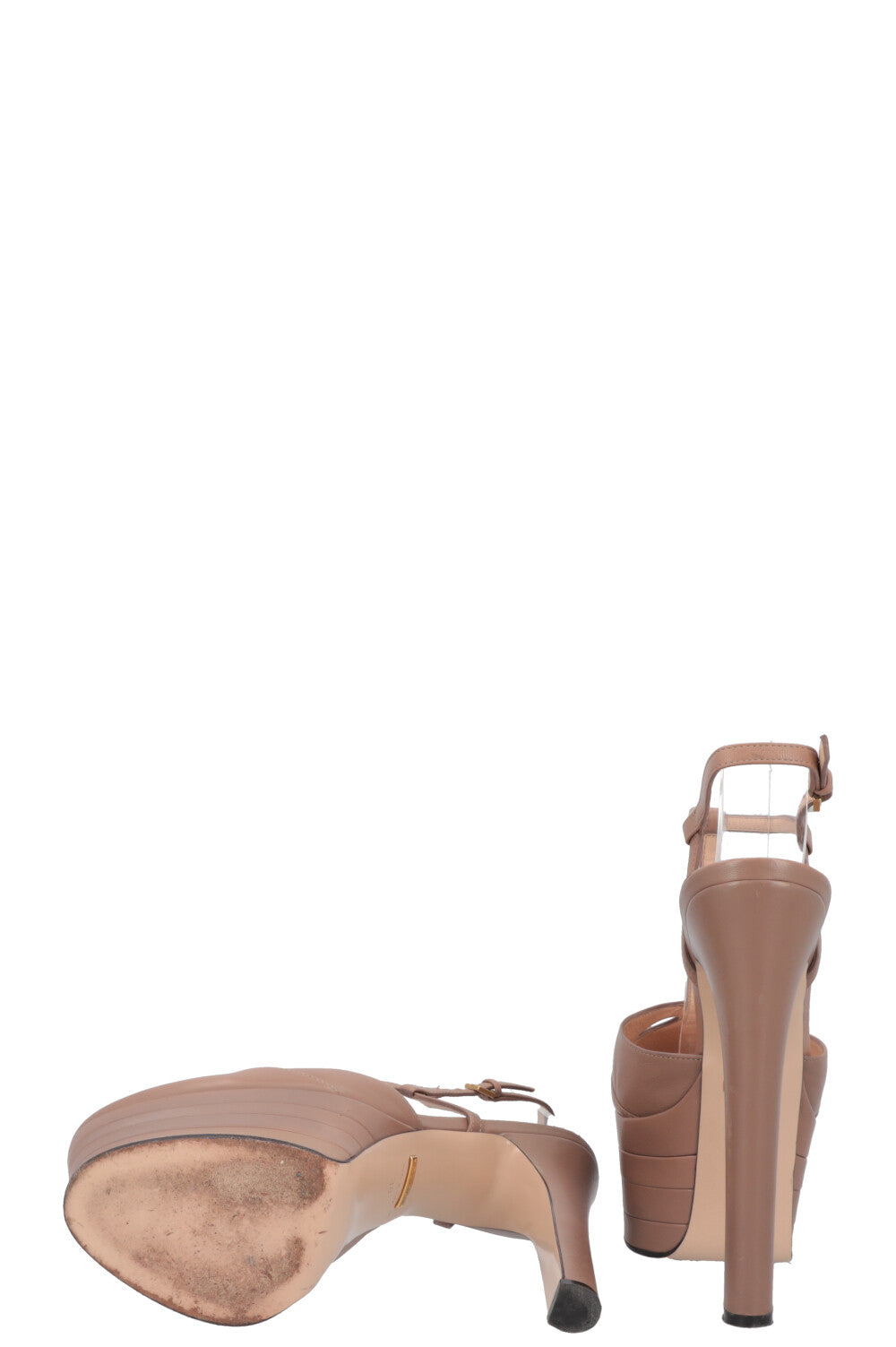 GUCCI Platform Heels Leather Beige