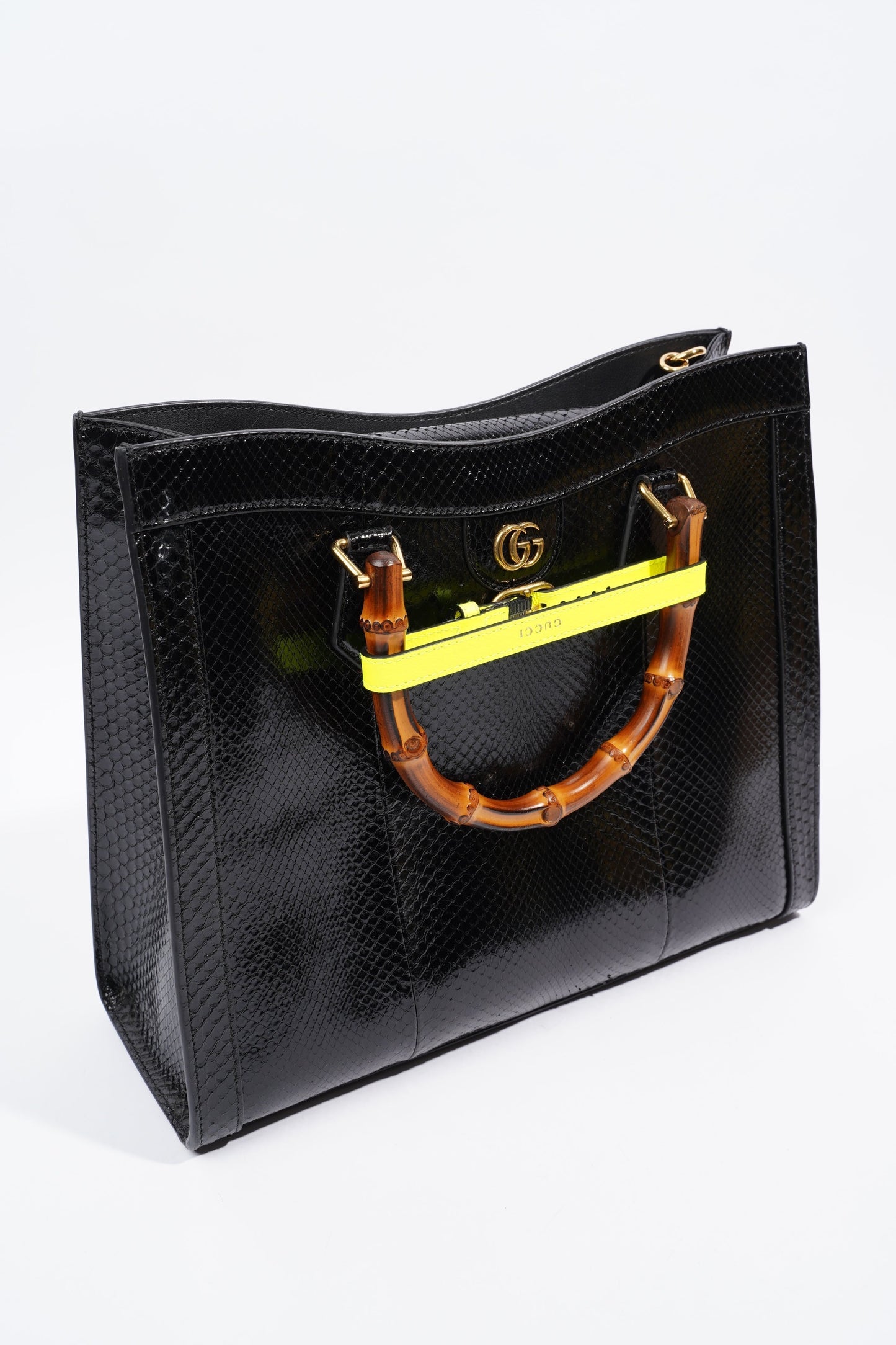 Gucci Diana Python Black Leather Medium