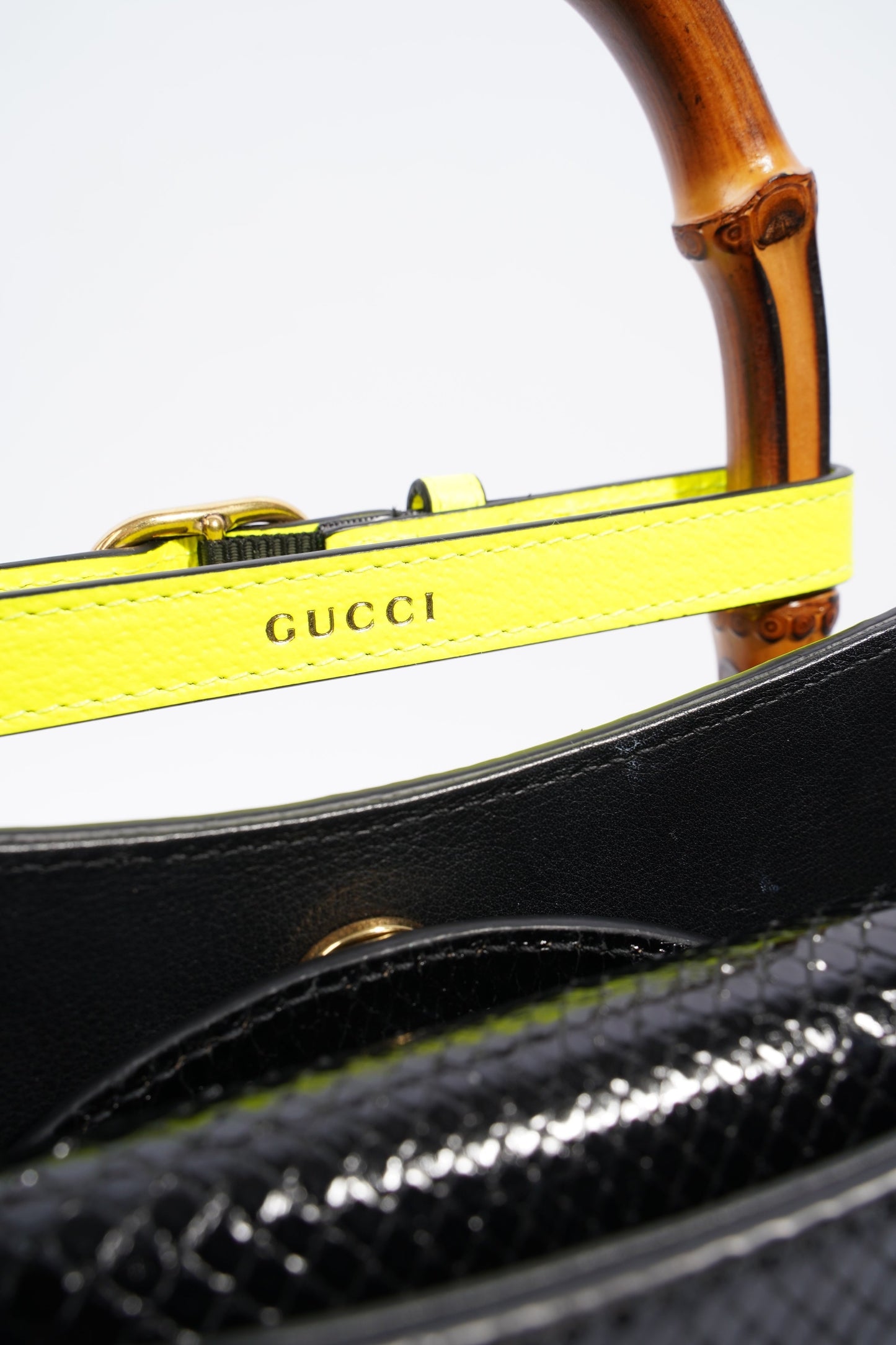 Gucci Diana Python Black Leather Medium
