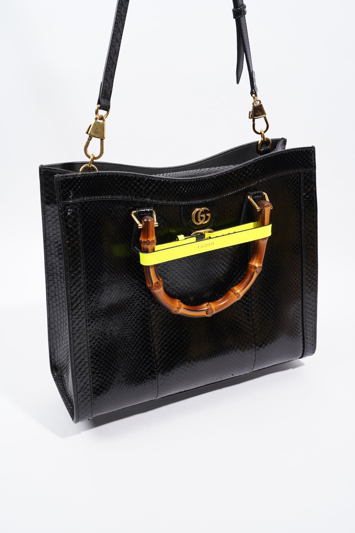 Gucci Diana Python Black Leather Medium