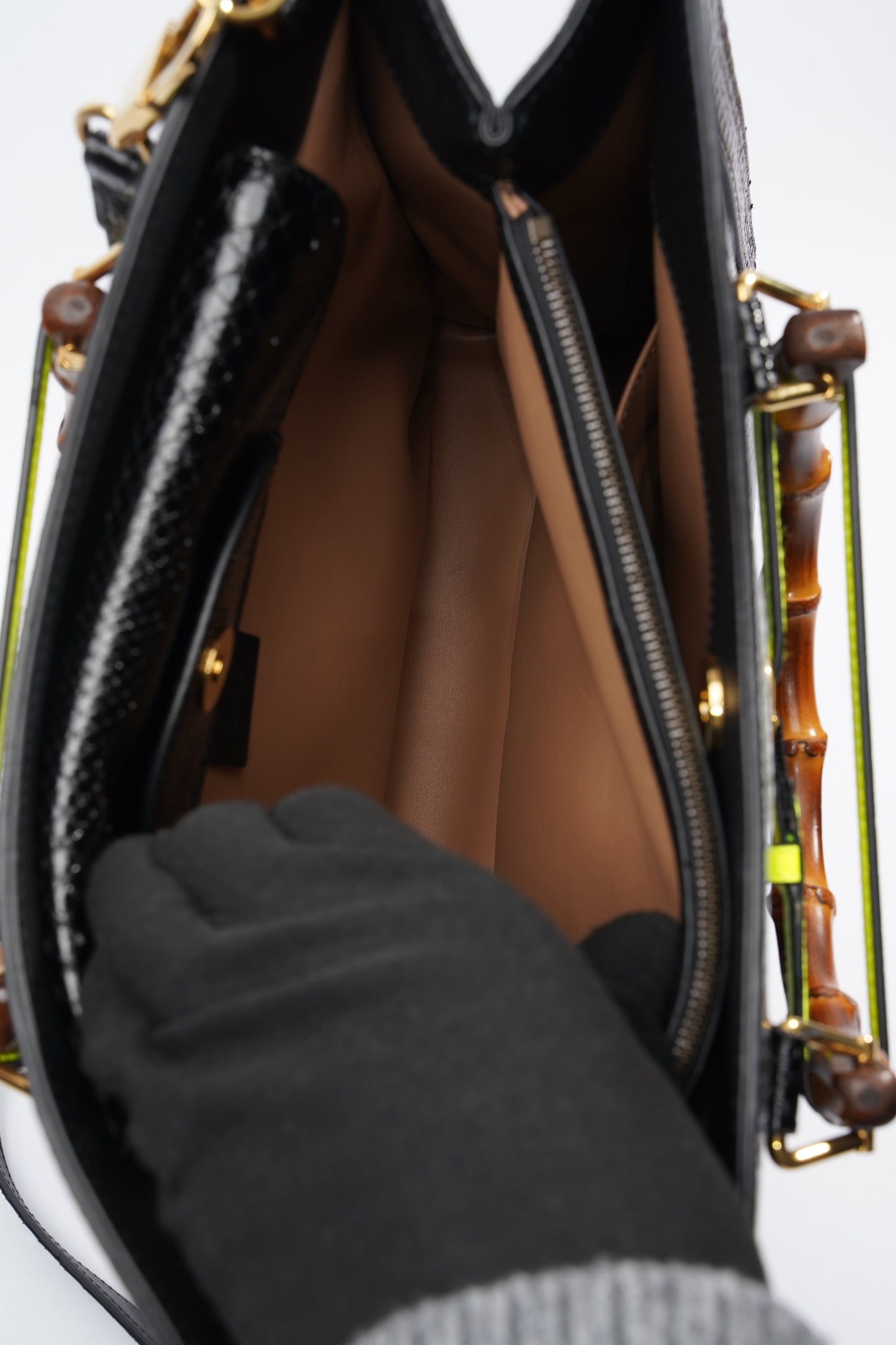 Gucci Diana Python Black Leather Medium