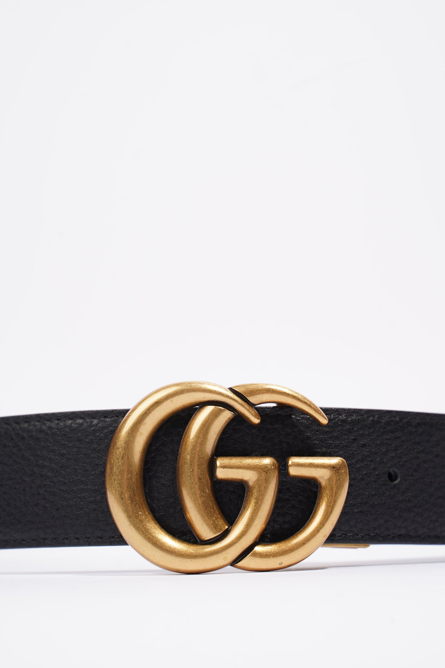 Gucci GG Gold Buckle Belt Black Grained Leather 95cm 38"
