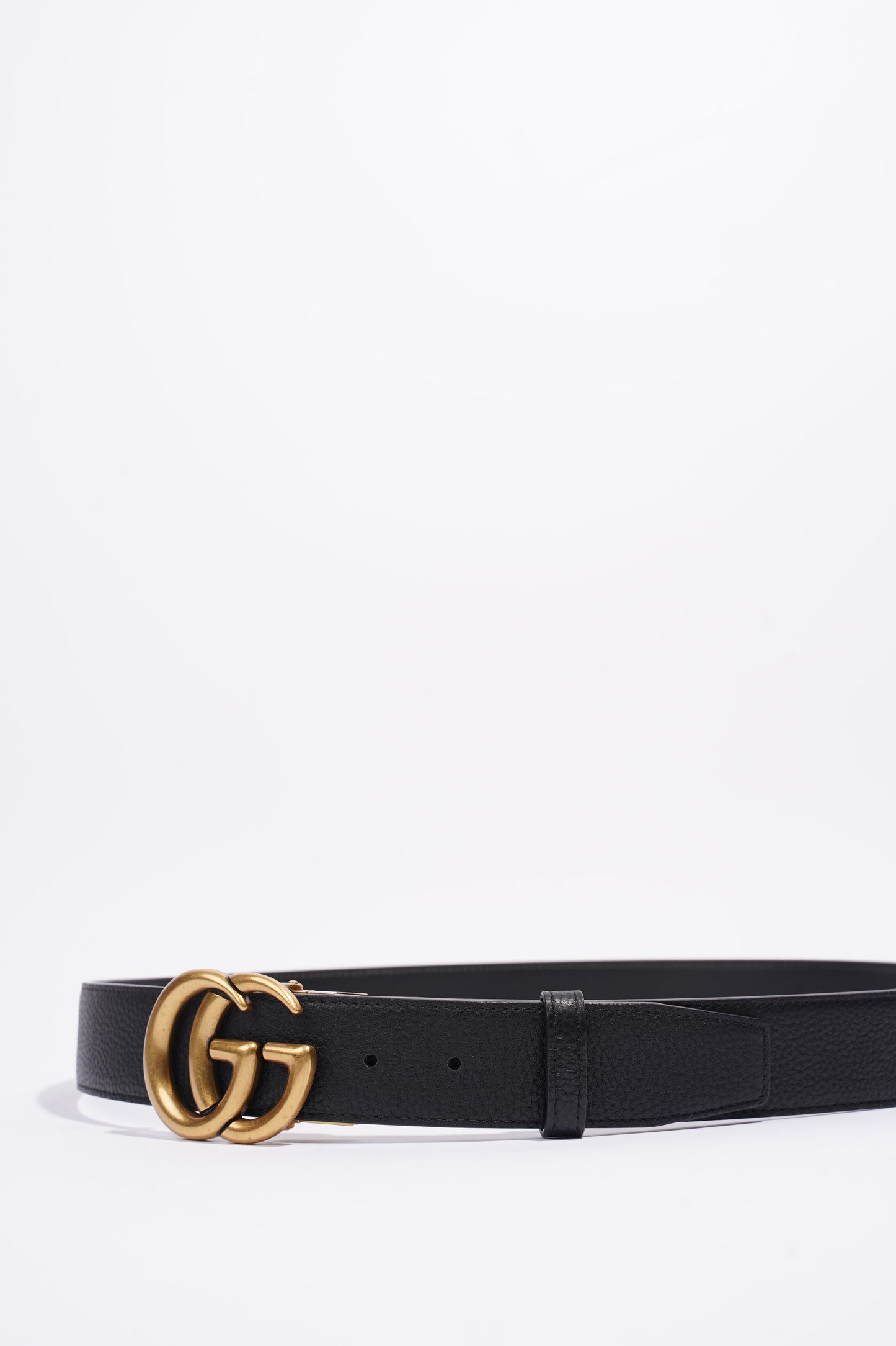 Gucci GG Gold Buckle Belt Black Grained Leather 95cm 38"