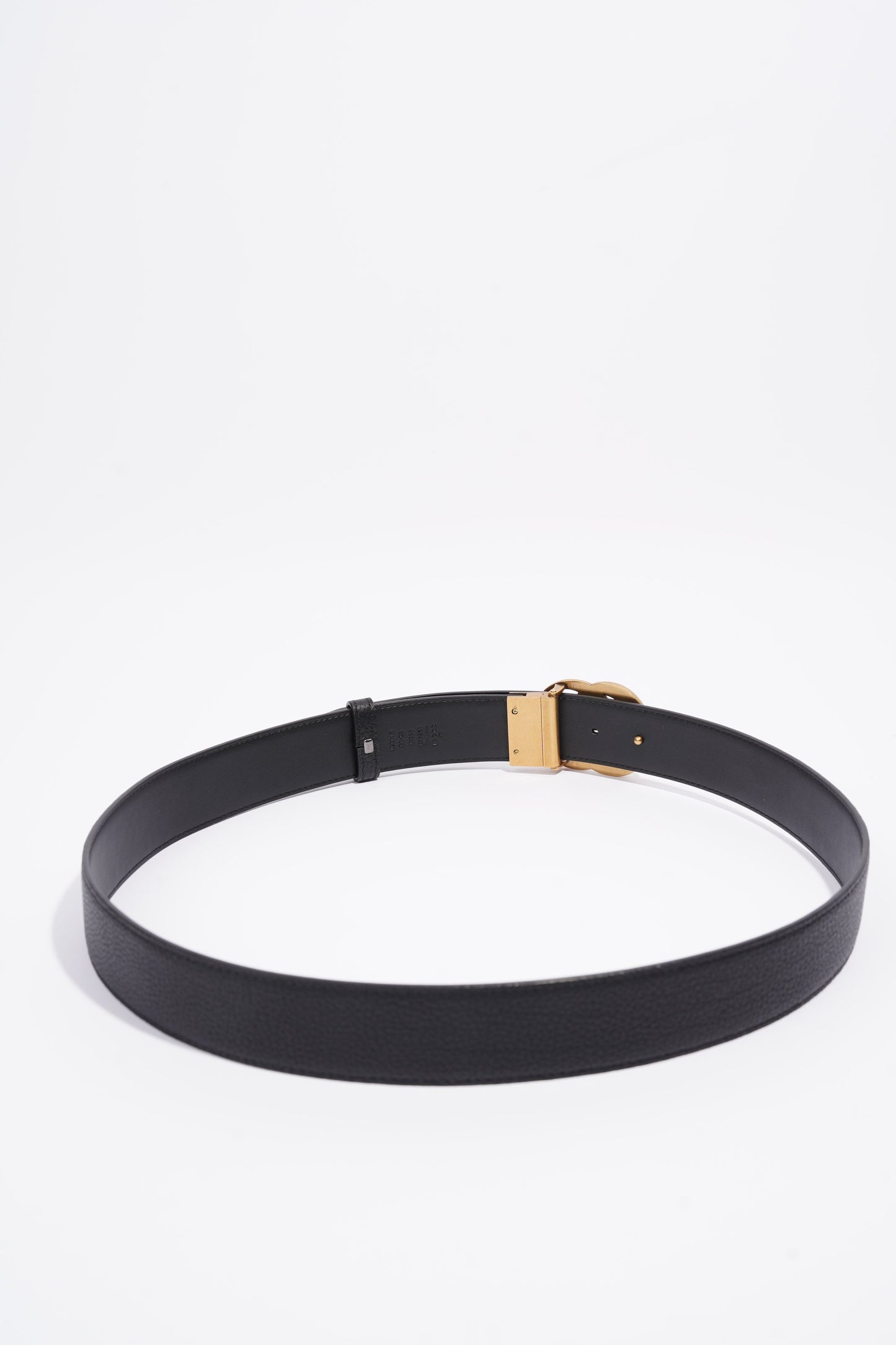 Gucci GG Gold Buckle Belt Black Grained Leather 95cm 38"